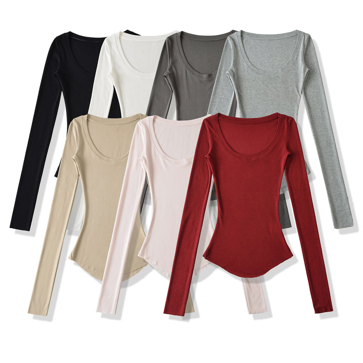 Damen Langarmshirt mit elegantem Rundhalsausschnitt und figurbetonendem Schnitt Drune