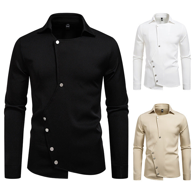 Herren Hemd mit asymmetrischem Knopfdesign und modernem Kragen Drune
