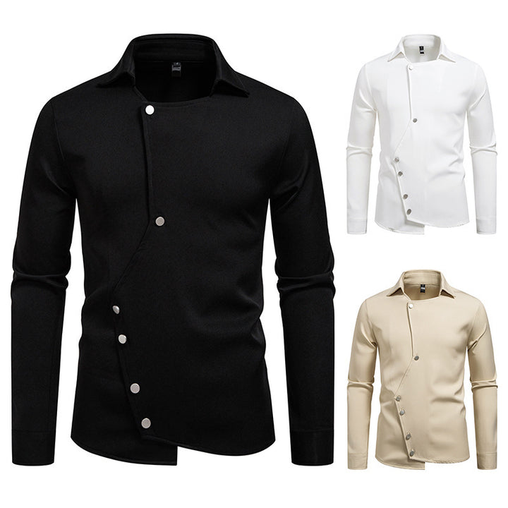 Herren Hemd mit asymmetrischem Knopfdesign und modernem Kragen Drune