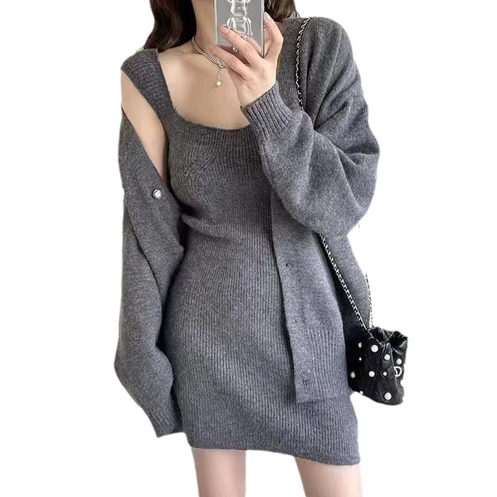 Damen Strickkleid im minimalistischen Design mit abnehmbarer Strickjacke Drune