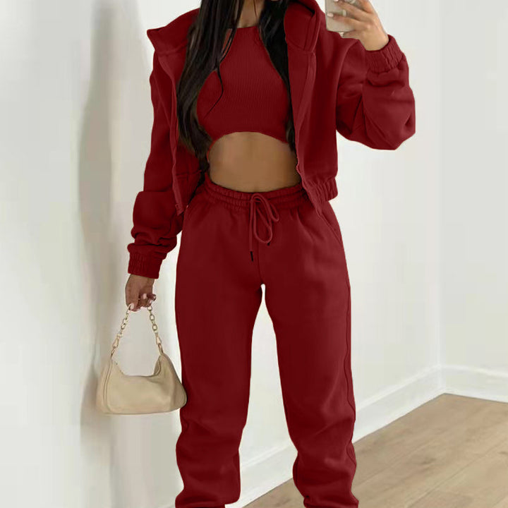Damen Sportliches Zweiteiler-Set mit kurzem Oberteil und lässigen Jogginghosen Drune