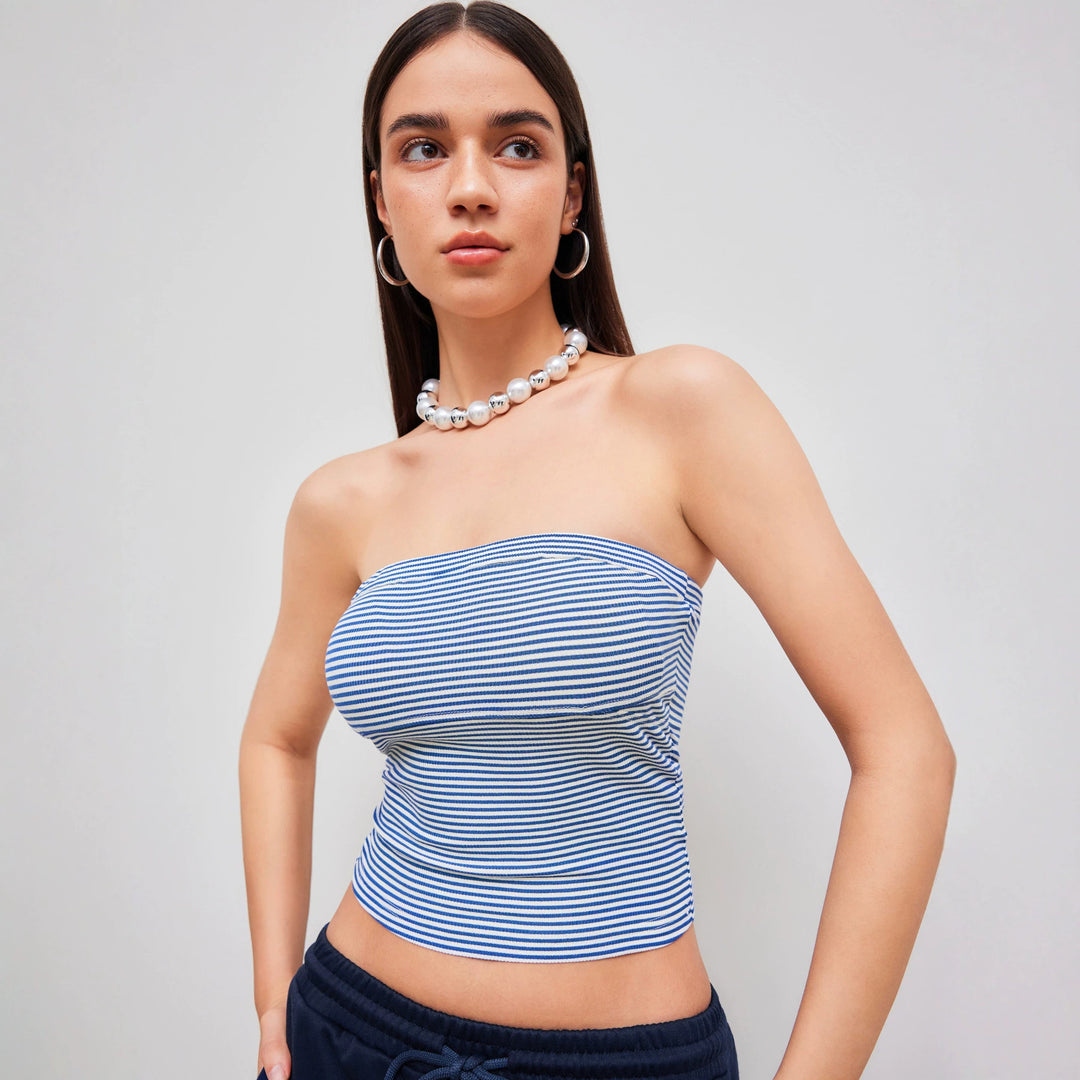 Damen Bandeau-Top mit feinen Streifen Drune