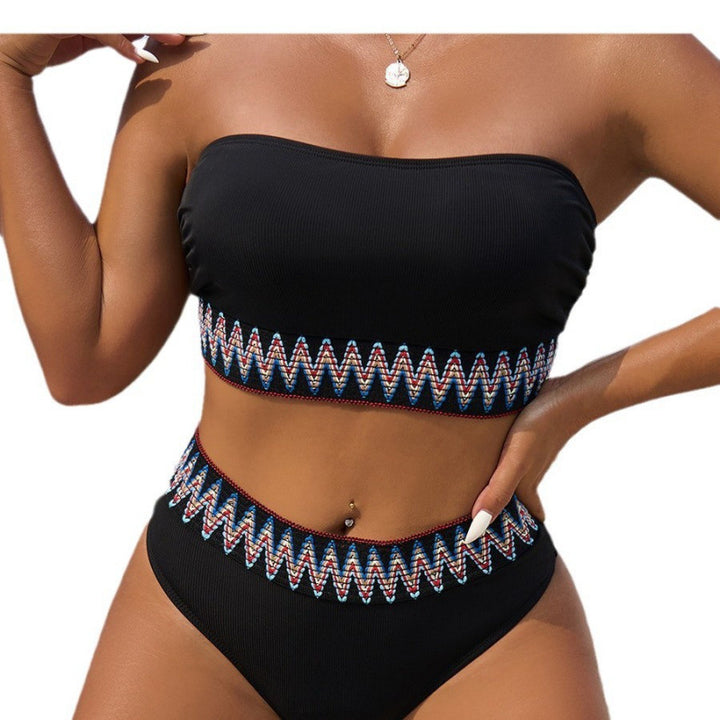 Damen Bandeau-Bikini-Set mit hochwertigem Stickdesign Drune