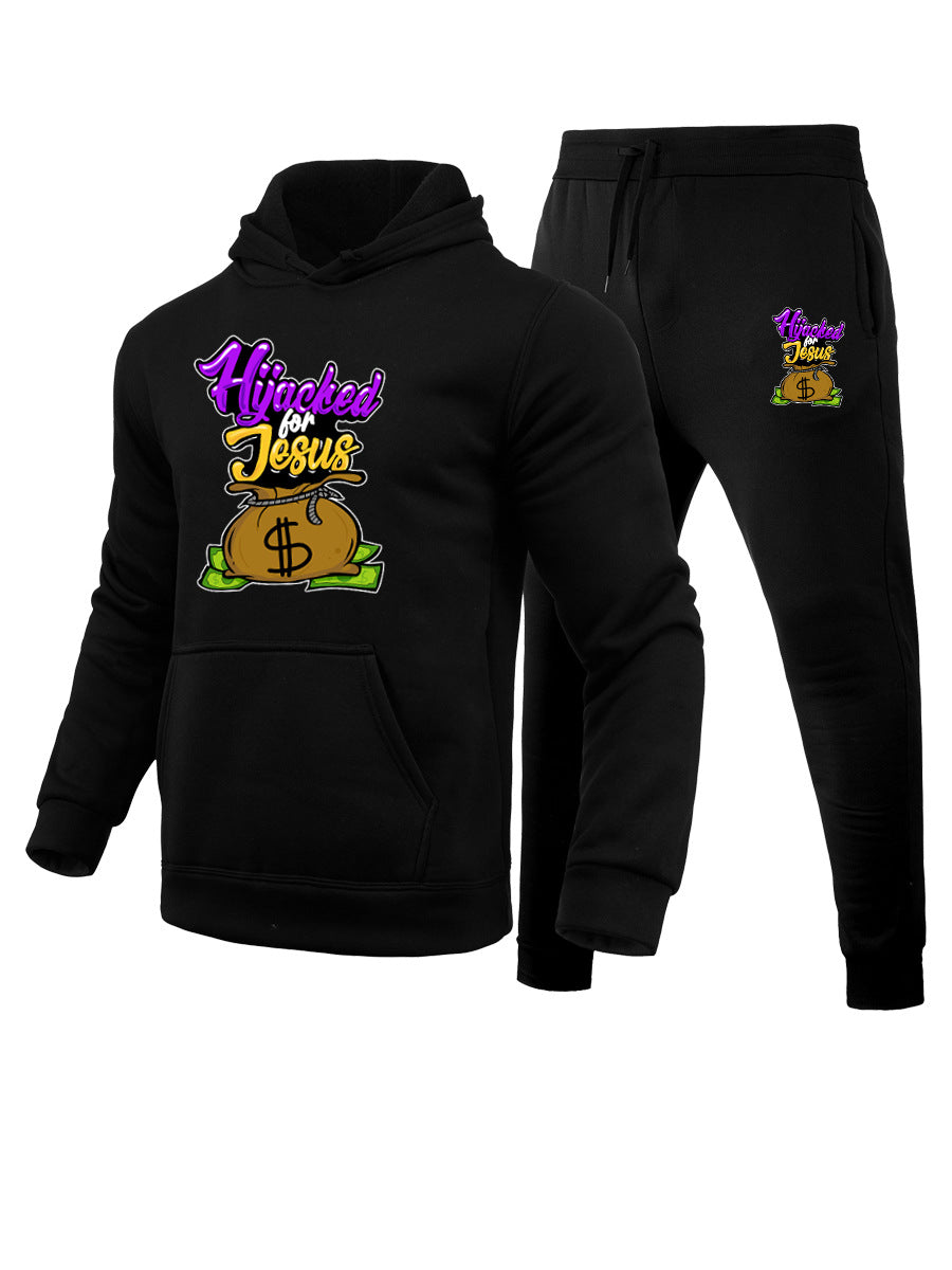 Herren Hoodie und Jogginghose Set mit kreativem Design und praktischen Taschen Drune