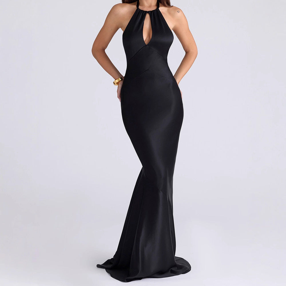 Damen Hochwertiges Abendkleid mit raffiniertem Schlüsselausschnitt Drune