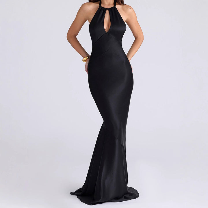 Damen Hochwertiges Abendkleid mit raffiniertem Schlüsselausschnitt Drune