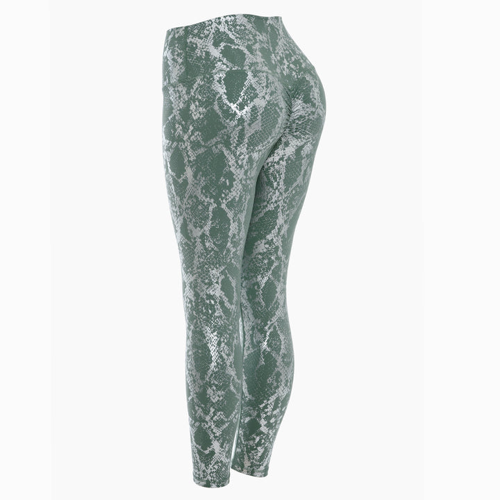 Damen nan hoch taillierte Sportleggings mit formender Kompression und strukturierter Schlangenprägung Drune