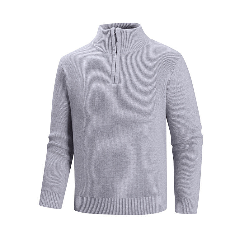Herren modischer Strickpullover mit halbem Reißverschluss und strukturiertem Muster Drune