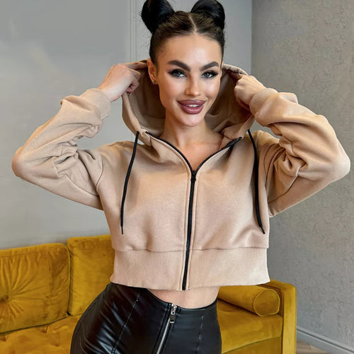 Damen cropped Kapuzenpullover Drune