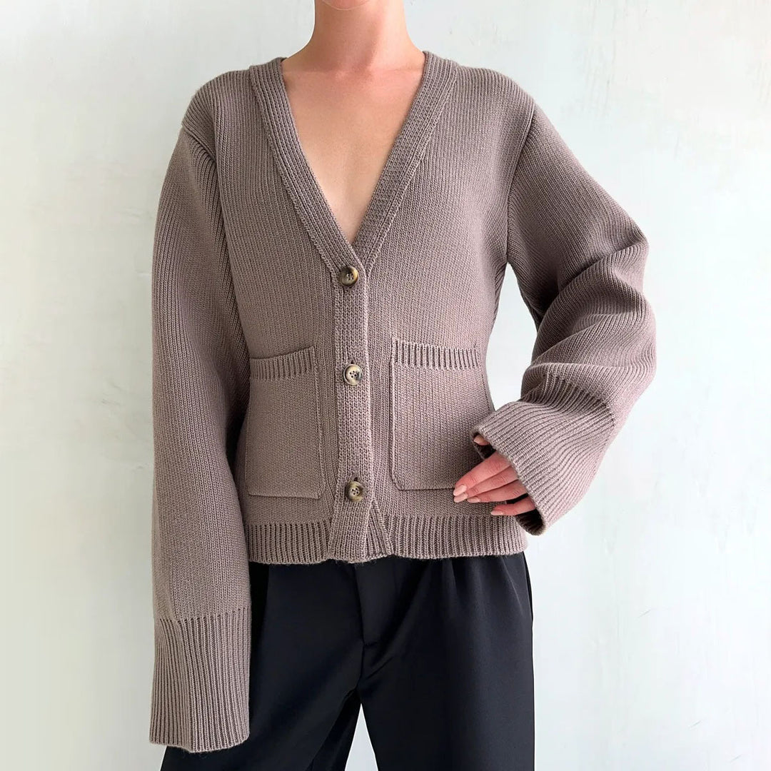 Damen Strickjacke mit weiten Ärmeln und praktischen Taschen Drune