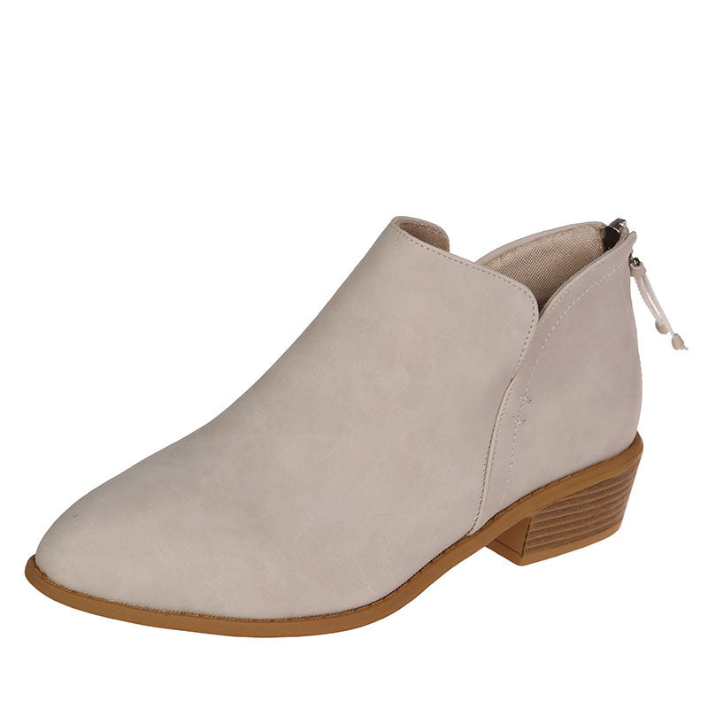 Damen nan leichte Slip-On Ankle-Boots aus Veloursimitat mit V-Ansatz, gepolstertem Komfortfußbett und gestapeltem Blockabsatz Drune