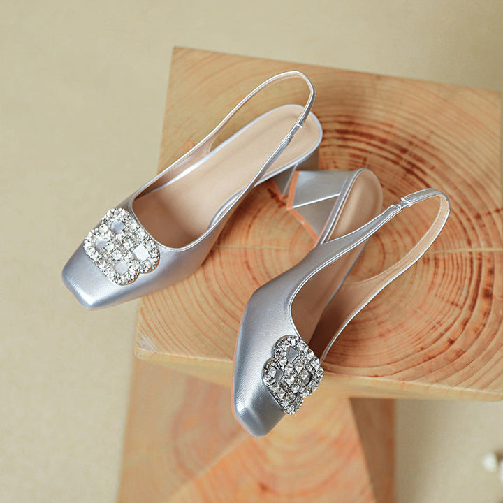 Damen Slingback-Pumps mit glamourösem Schmuckdetail und komfortablem Blockabsatz Drune
