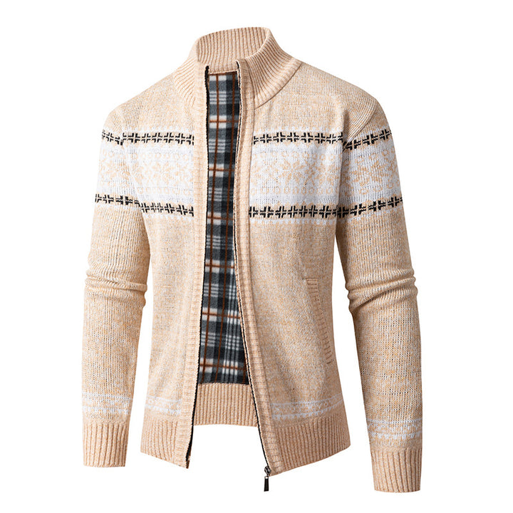 Herren Strickjacke mit hohem Kragen und modernem Zipper Drune