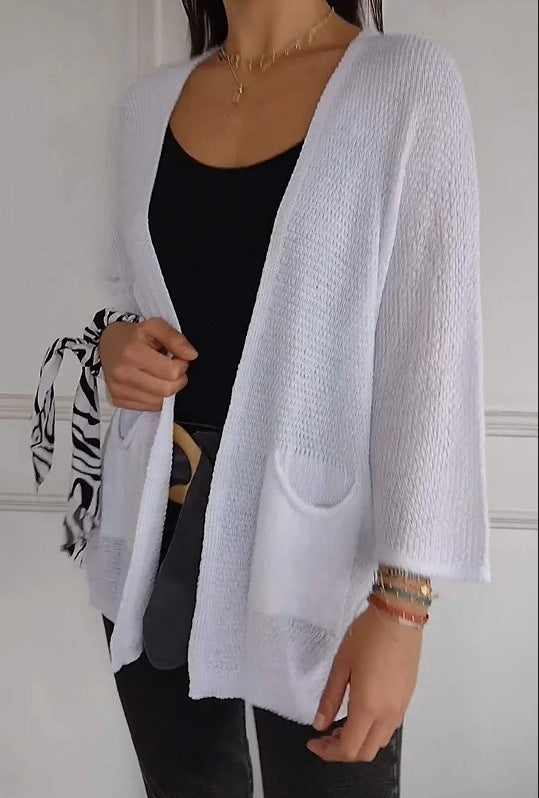 Damen lässige Strickjacke mit praktischen Taschen Drune