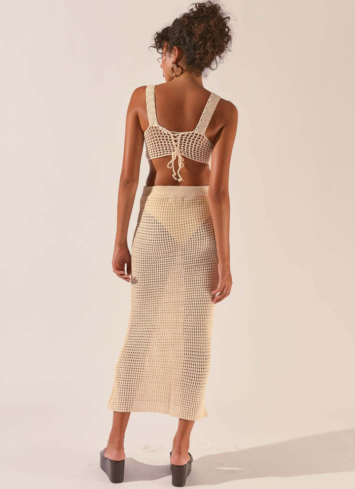 Damen gehäkeltes Crop-Top und Maxirock-Set Drune
