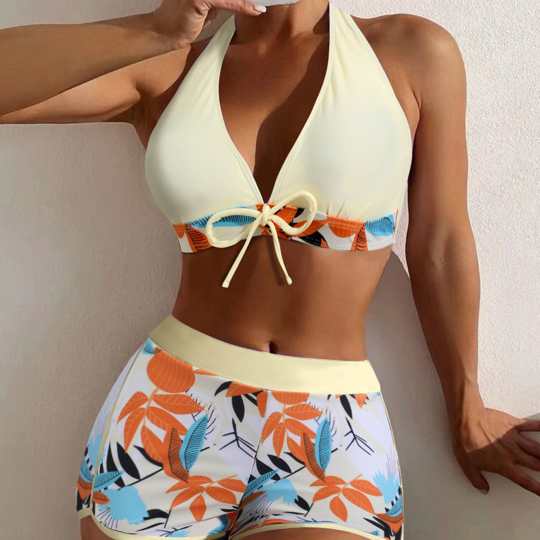 Damen Sportliches Bikini-Set mit verstellbarem Haltertop und Shorts Drune
