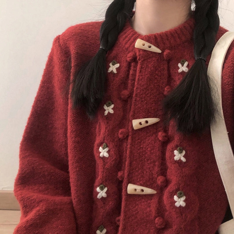 Drune | Strick Strickjacke mit Blumenmuster