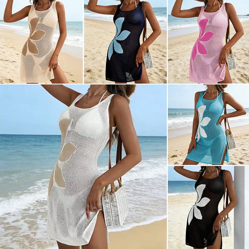 Damen Häkel-Strandkleid mit floralem Muster Drune