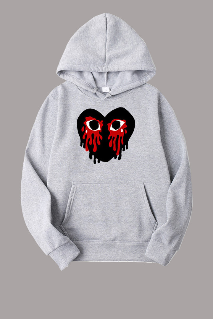 Damen Sportlicher Kapuzenpullover mit kreativem Herzmotiv Drune