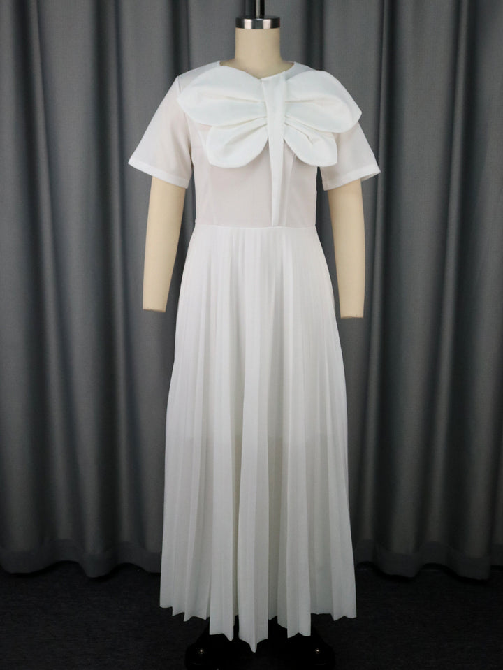 Damen Elegantes Midikleid mit voluminösem Schleifenakzent Drune