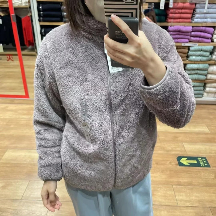 Damen Kuschelige Fleecejacke mit hohem Kragen und Reißverschluss Drune