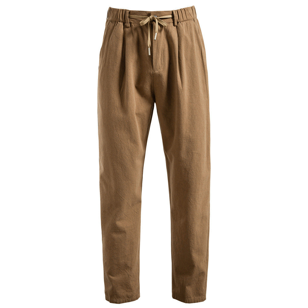 Herren nan lässige Bundfaltenhose mit elastischem Tunnelzugbund und schmal zulaufendem Bein Drune