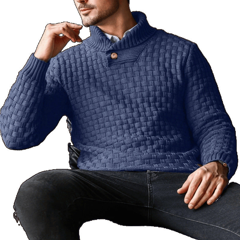 Herren Strickpullover mit Strukturiertem Muster und Modernem Stehkragen Drune
