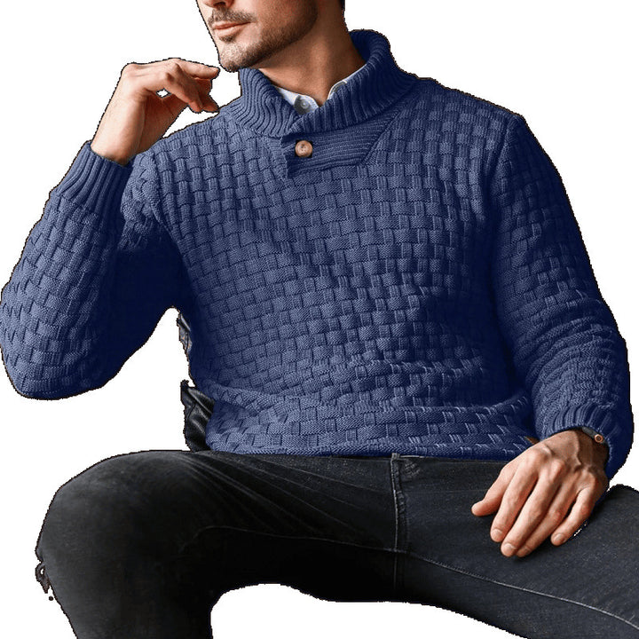 Herren Strickpullover mit Strukturiertem Muster und Modernem Stehkragen Drune