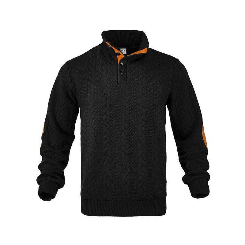 Herren Strickpullover mit modischem Stehkragen und kontrastierenden Knopfdetails Drune