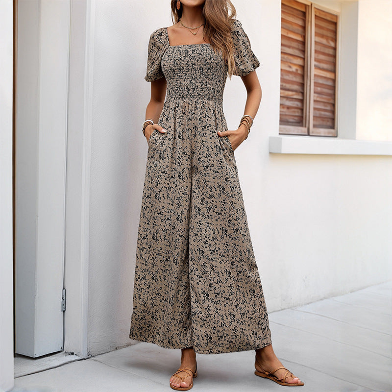 Damen eleganter und bequemer Jumpsuit mit floralem Muster Drune