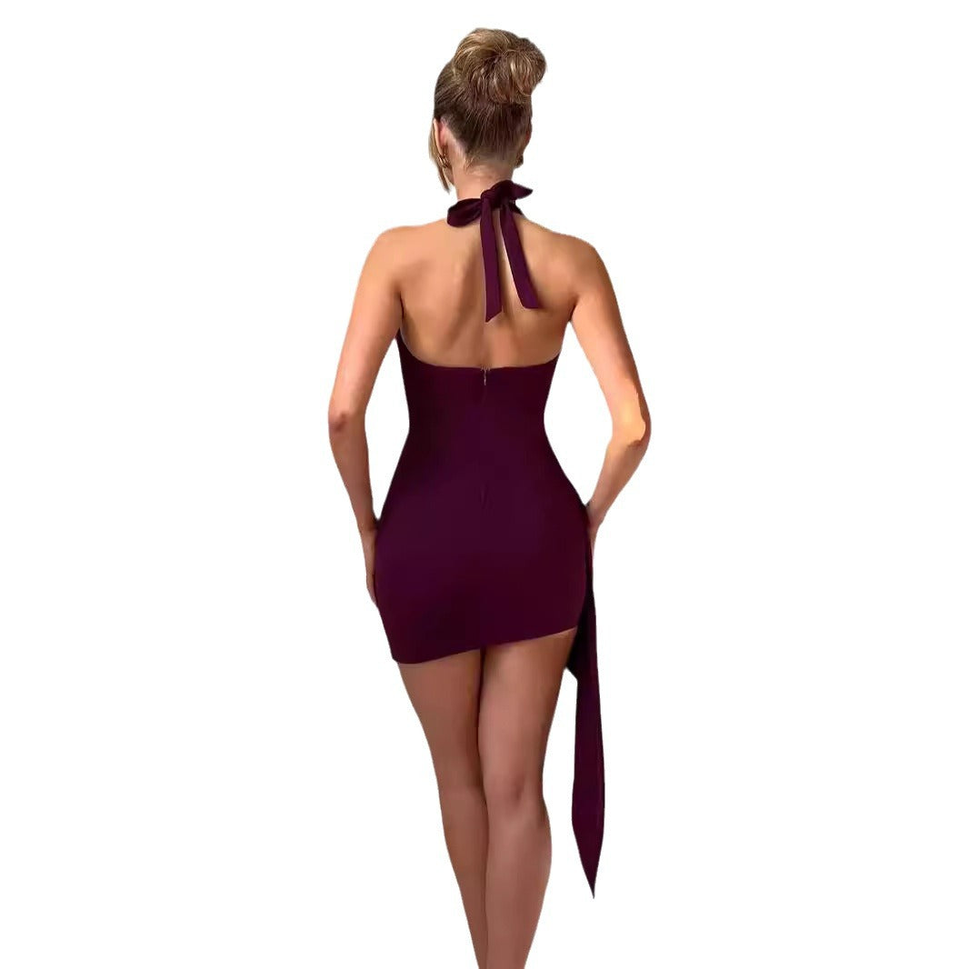 Damen Wickelkleid mit tiefem V-Ausschnitt und seitlichem Rüschendetail Drune