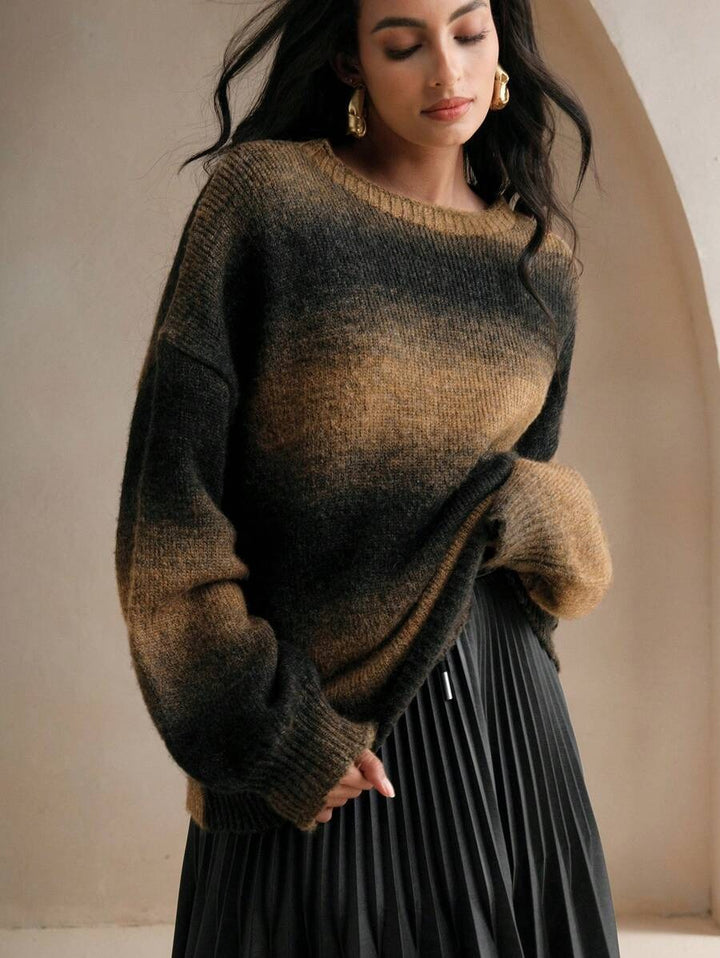 Damen Grob gestrickter Pullover mit sanftem Farbverlauf Drune