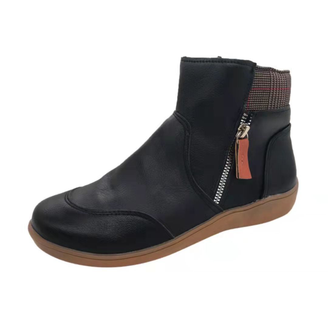 Damen Komfortable Stiefeletten mit modischem Reißverschluss und ergonomischer Sohle Drune