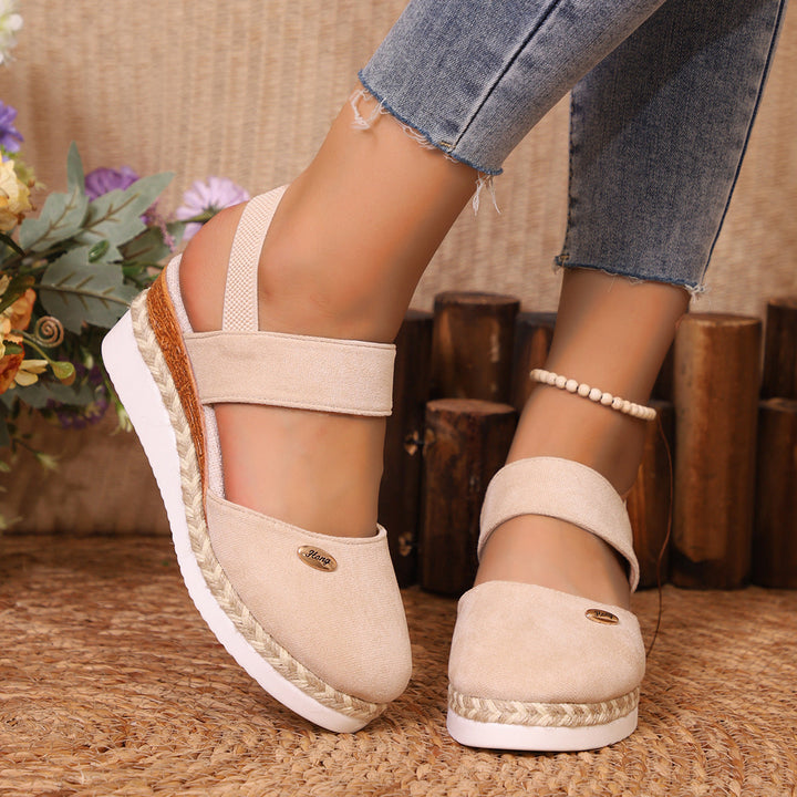 Damen Wedge-Sandaletten mit elastischem Riemendesign und komfortabler Plateausohle Drune