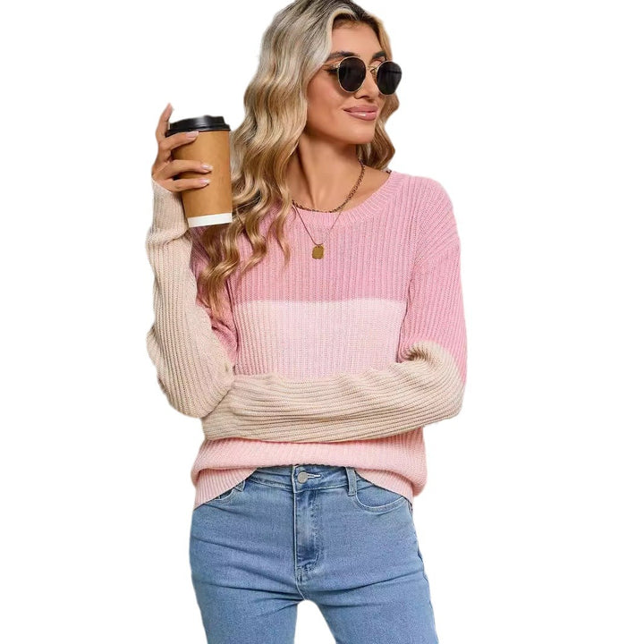 Damen Strickpullover im modischen Farbblockdesign Drune
