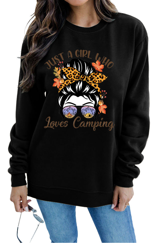 Damen Sweatshirt mit künstlerischem Campingmotiv Drune