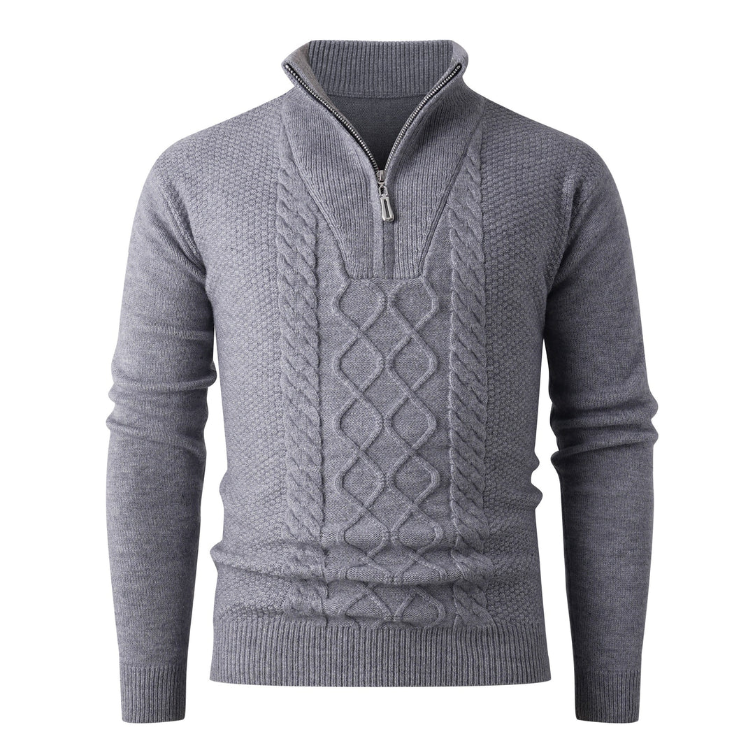 Herren Eleganter Strickpullover mit hohem Kragen und Reißverschluss Drune