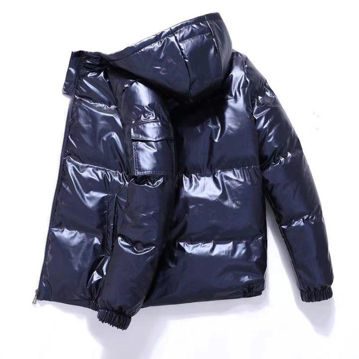 Herren nan glänzende Steppjacke mit Kapuze, wattierter Thermofütterung und wasserabweisender Lackoptik Drune