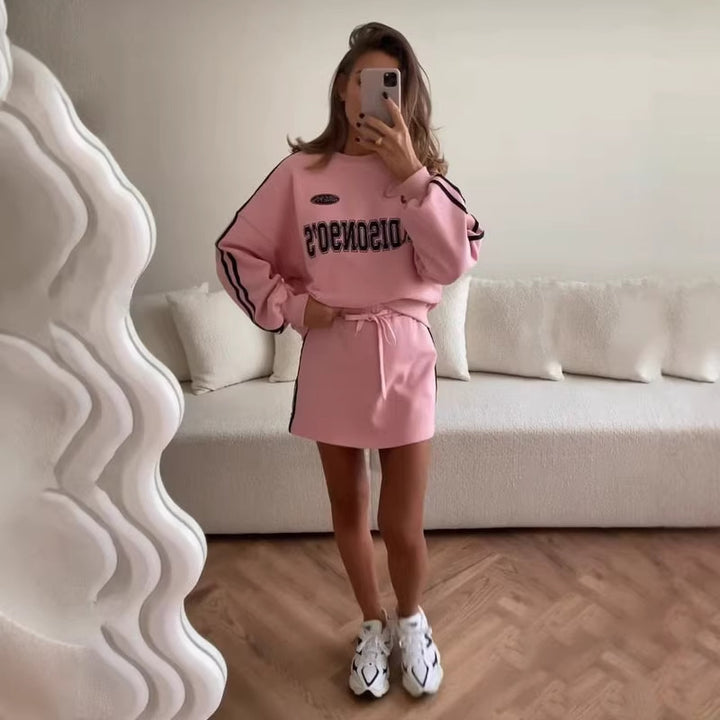 Damen sportliches Kleid im Sweatshirt-Style mit Kordelzug und langen ÄrmelDrune