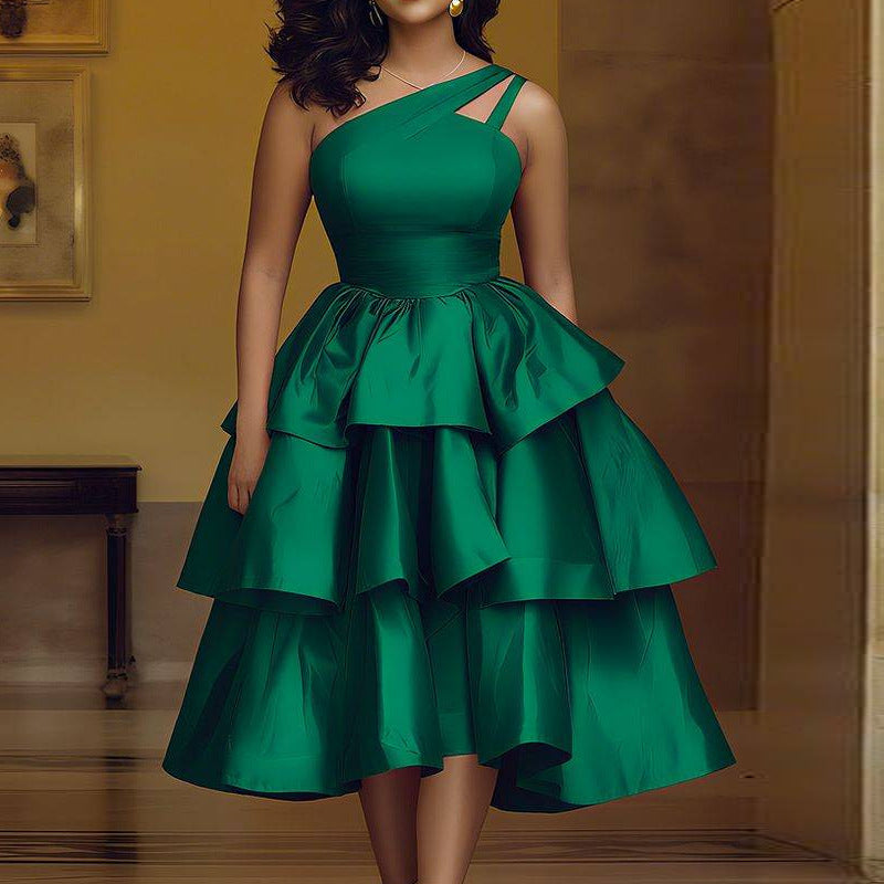 Damen festliches Wickelkleid mit voluminösem Rüschendesign Drune