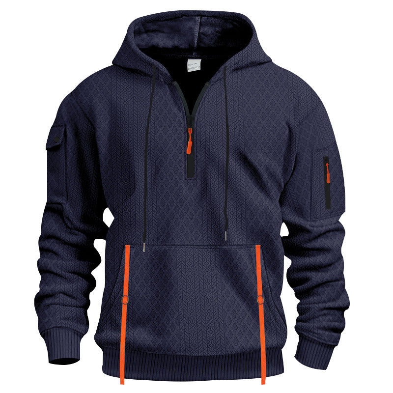 Herren sportlicher Kapuzenpullover mit Struktur und praktischen Taschen Drune