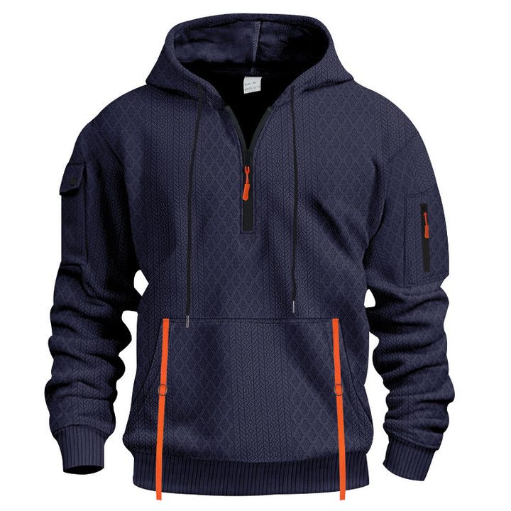 Herren sportlicher Kapuzenpullover mit Struktur und praktischen Taschen Drune