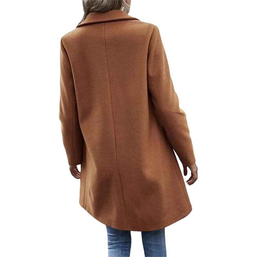 Damen modischer Wollmantel mit elegantem Revers Drune