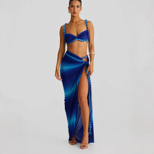 Damen Bikiniset mit elegantem Wickeltuch und kunstvollen Schnürdetails Drune
