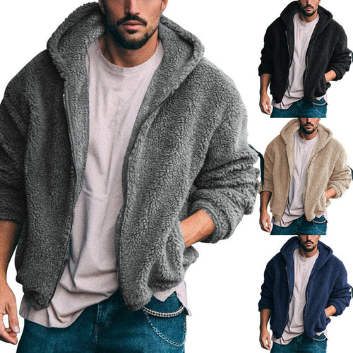 Herren Fleecejacke mit Kapuze und weich strukturiertem Innenfutter Drune