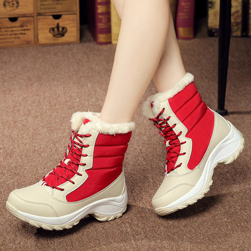 Damen Warme Winterstiefel mit Fleece-Futter und rutschfester Sohle Drune
