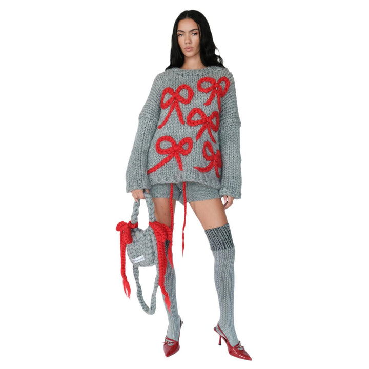 Damen Grobstrickpullover mit verspieltem Schleifen-Design Drune