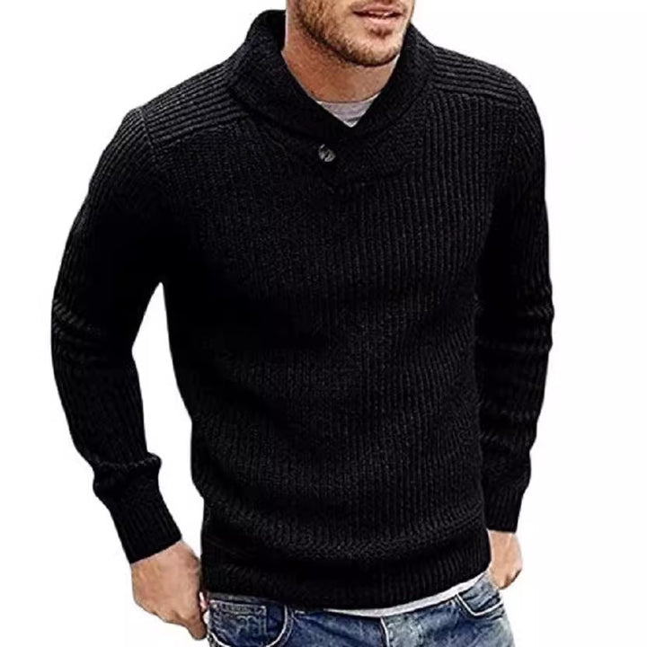 Herren Grobstrick Rollkragenpullover mit Knopfdetails Drune