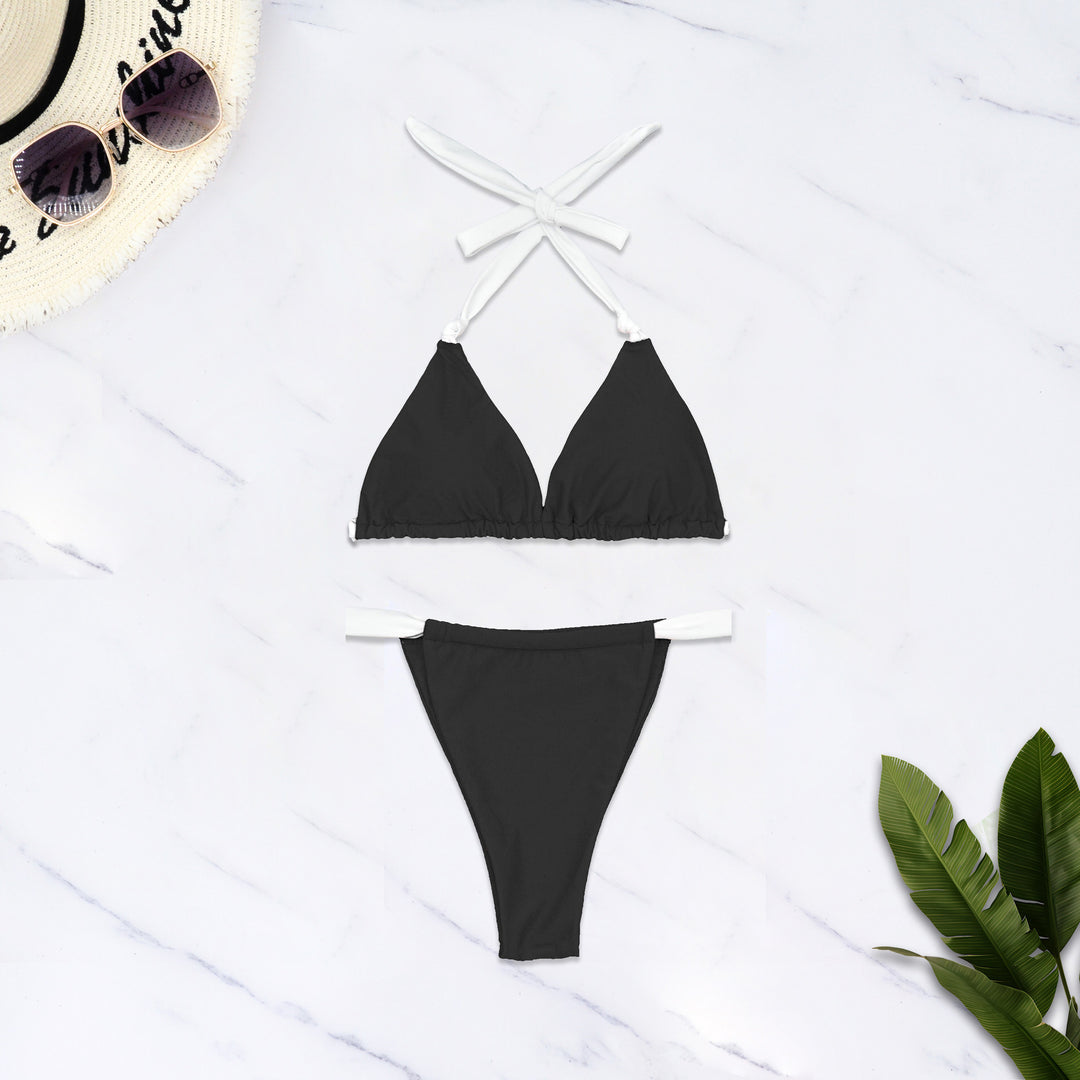 Damen Triangel-Bikini mit verstellbaren Trägern und elastischem Bund Drune