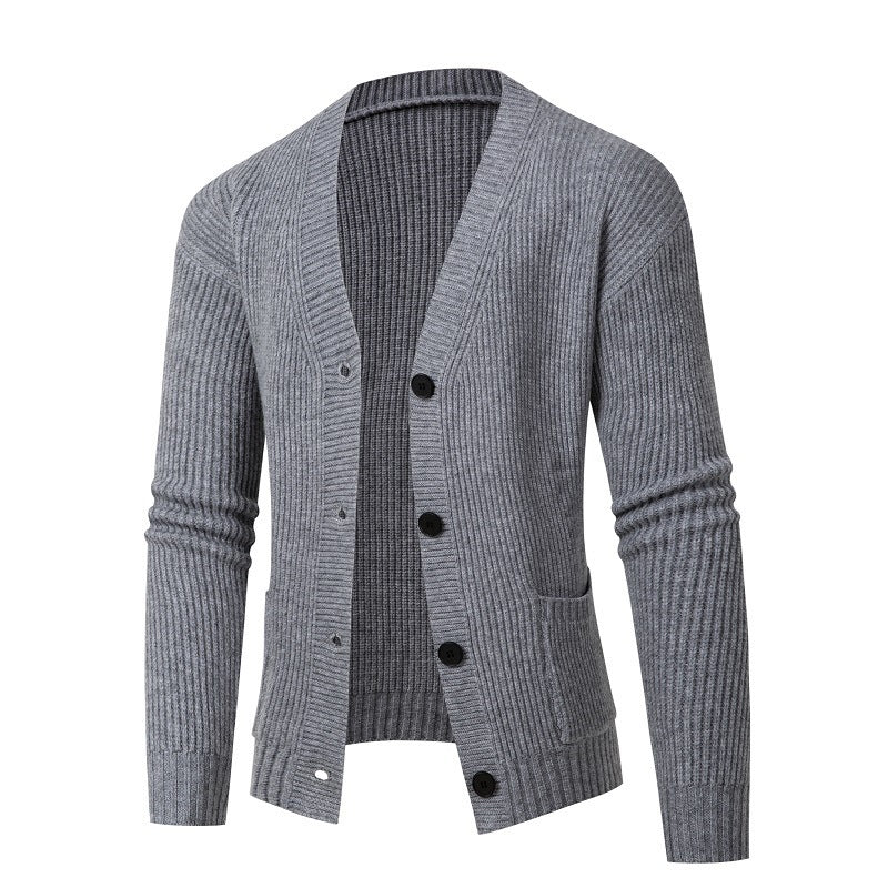 Damen gestreifte Strickjacke mit modischem Schnitt und praktischen Taschen Drune